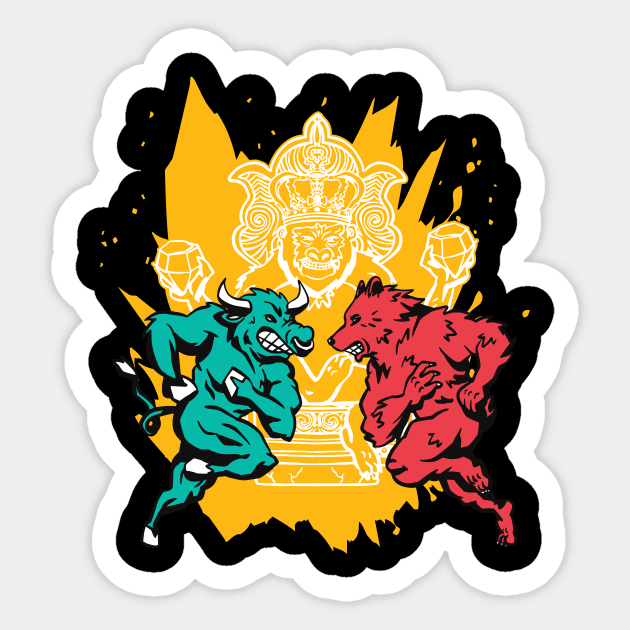 Bull vs Bear - Stock Market Fight Sticker by Popculture Tee Collection